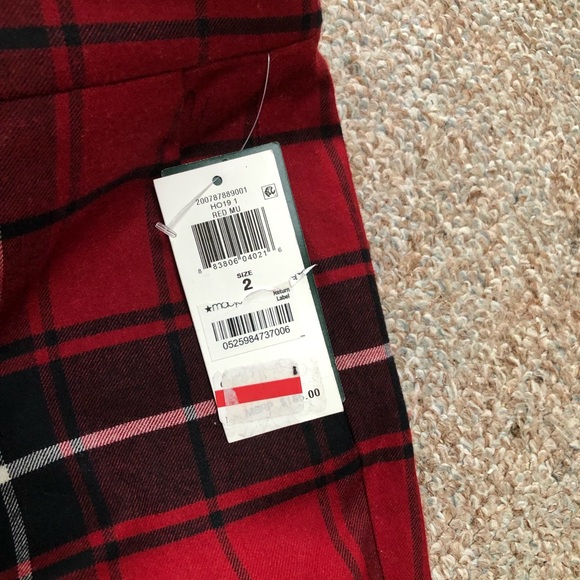 Lauren Ralph Lauren Woman Wool Blend Plaid Straight Leg Pants size2 Red/Black - Picture 4 of 9